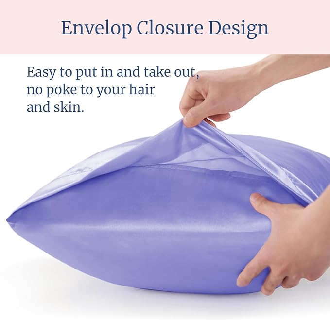 BEDELITE Satin Pillowcase for Hair and Skin, Super Soft Similar to Silk Pillow Cases 4 Pack with Envelope Closure, Cooling Pillowcases for Women Men (20"x26" Standard Size, Lilac)
