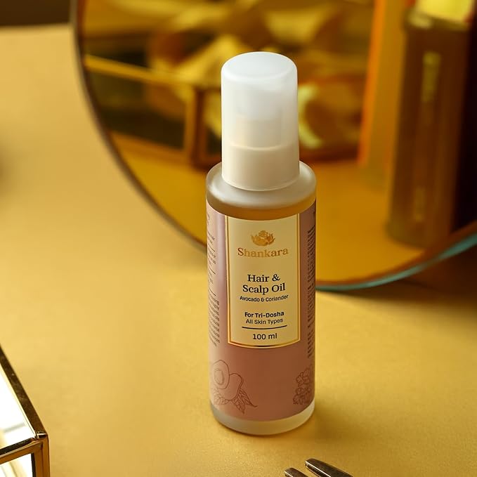 Shankara Hair and Scalp Oil for Women and Men with Avocado, Alma, Lavender, and Vitamin-E – Perfect Organic Hair oil for Hair Growth, Conditioning Damaged Hair, and Treating Scalp (100ml)