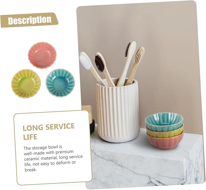 3Pcs Ceramic Essential Oil Bowls 2.83 Inch Spa Mixing Dishes for Aromatherapy Facial Mask and Hair Color Treatments Smooth Finish Salon Color Bowls