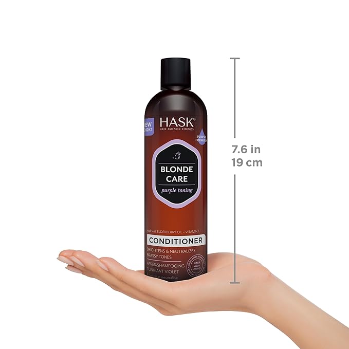 HASK Blonde Care Shampoo + Conditioner Set for Blonde Hair | Sulfate-Free, Gluten-Free, Vegan, Color Safe | 12oz each