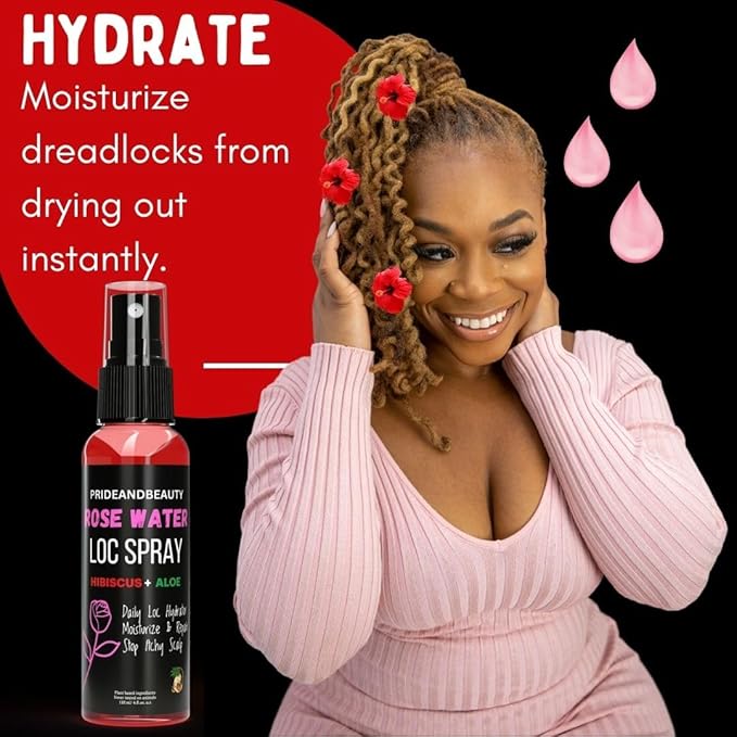 Hibiscus and Aloe Vera Hair Growth Spray for Dreadlocks and Loose Hairstyles Hair Care Treatment – Hydrate Dry Damaged Hair