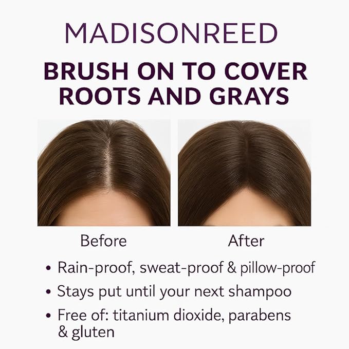 Madison Reed Root Touch Up + Brow Filler, Ombra Dark Brown, Instant Gray Coverage, Fills in Brows & Thinning Hairlines, Temporary Concealing Powder, 0.13 oz (60 uses)