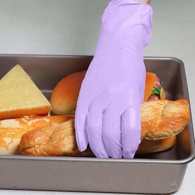 Disposable Gloves Medium, Nitrile and Vinyl Blend Material Gloves, Latex Free, 4 Mil 1000 Pc Food Grade Glove for Cleaning, Food Prep, Hair Dye, Tattoo, Purple