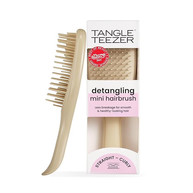 Tangle Teezer Ultimate Detangler Hairbrush, Eliminates Knots & Reduces Breakage, Mini Hair Brush for Travel, Small Hands & All Hair Types, Oat Cream