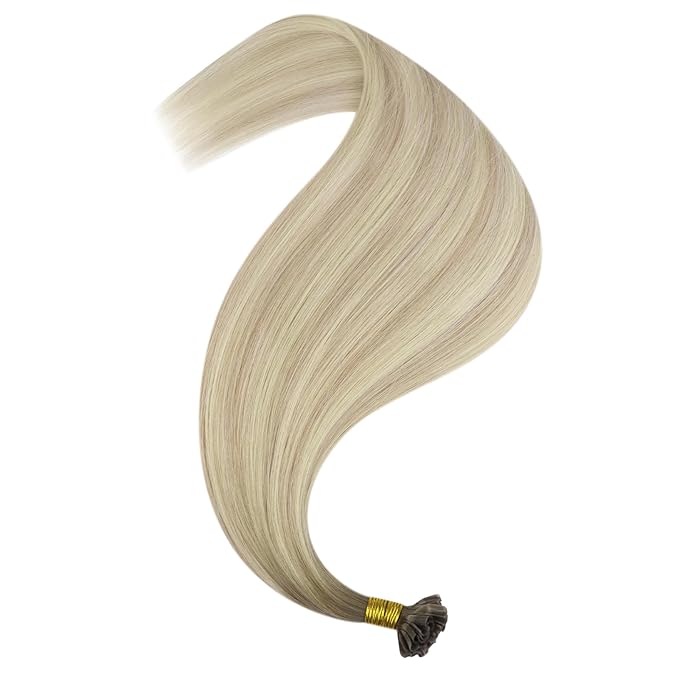YoungSee Balayage U Tip Hair Extensions Human Hair Balayage Blonde Ombre Platinum Blonde U Tips Remy Hair Extensions 16In 1G/S 50G