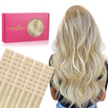 WENNALIFE Tape in Hair Extensions Human Hair, 40pcs 100g 20 inch Ombre Ash Blonde to Golden Blonde Balayage Platinum Blonde Hair Extensions Real Human Hair Invisible Straight Tape in Extensions