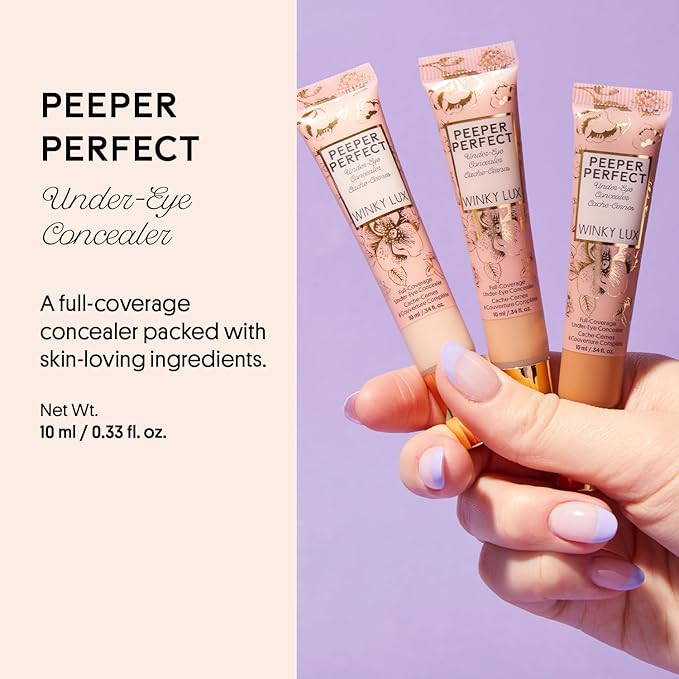 Winky Lux Peeper Perfect Under Eye Concealer, Makeup & Eye Brightener, Full Coverage Concealer for Dark Circles, Color Corrector & Eye Primer, With Collagen, Hyaluronic Acid & Vitamin E (Deep Plus)