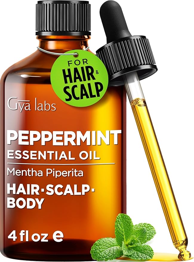 Gya Labs Peppermint Essential Oil - 4 Fl Oz - for Hair, Skin, Diffuser, Aromatherapy & DIY Candle Making Scent