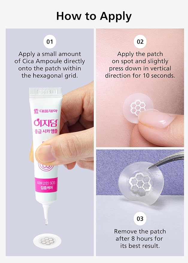 Quick Calming Magnesium Patches(20 patches) with Cica Ampoule - Intensive Care, Pimple patches, Hydrocolloid Band, Zits Spot care Overnight Home Care 2-8 hours, New boxs types