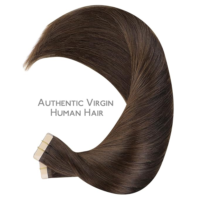 WENNALIFE Tape in Hair Extensions Human Hair, 40pcs 60g 10 inch Chocolate Brown Hair Extensions Real Human Hair Straight Tape in Extensions Invisible Human Hair Extensions Reusable Real Hair Extension