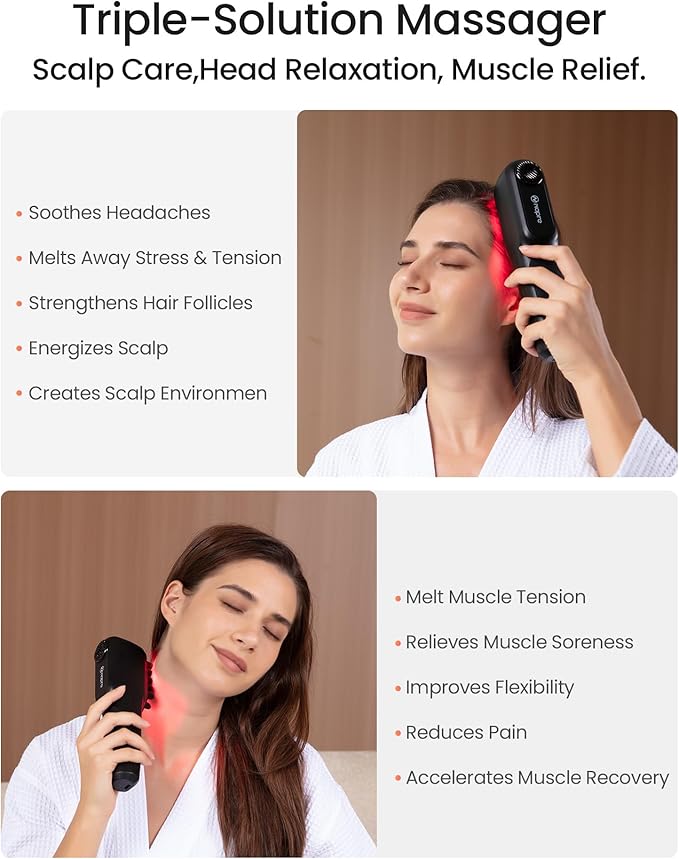 NAPRE Electric Scalp Massager,Head & Hair Massager Scalp Stress Relax,Cordless Handheld Muscle Massager with Horizontal Vibration-5 Speed 2400 RPM for Face,Neck,Shoulder & Body,Includes Charging Dock