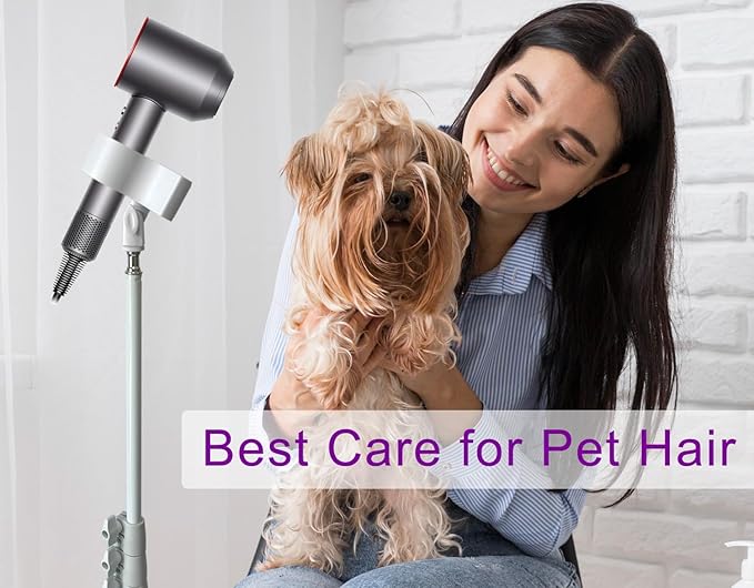 Hair Dryer Stand White 20-63 Inch Adjustable Blow Dryer Holder with Tripod and Universal Clip, Easy to Use, Hands Free Relieve Wrist Pain, Shoulder Periarthritis etc