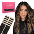 WENNALIFE Tape in Hair Extensions Human Hair Balayage Natural Black to Chestnut Brown Tape in Extensions, 10pcs 30g 24 inch Remy Invisible Tape Ins Straight Soft Real Human Hair Tape in Extensions