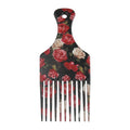 VOCOSTE Wide Tooth Afro Hair Pick Comb, Hair Styling Tool for Men Plastic Flower Pattern, 5 Inch