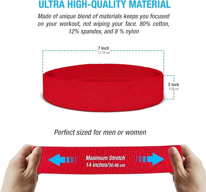 Suddora Sweatbands Set, Moisture Wicking 2 Wristbands and 1 Headband, Breathable Terry Cloth Athletic Bands for Basketball, Tennis, Yoga, Gym, Sweat Bands for Costumes and Cosplay