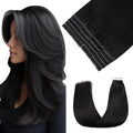 Pinkpearl Invisible Tape in Hair Extensions Human Hair, 20pcs 14inch 40g #1B Natural Black Injection Tape in Extensions Real Remy Straight Seamless Silky Human Hair Injected