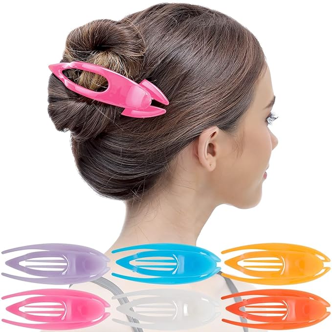 RC ROCHE 6 Pcs Flat Hair Clips Big Claw for Thick Hair French Duckbill Women No Slip Side Slide Curved Alligator Concord Strong Grip Hold Volume Lay Down Clamp, Medium Jelly Candy