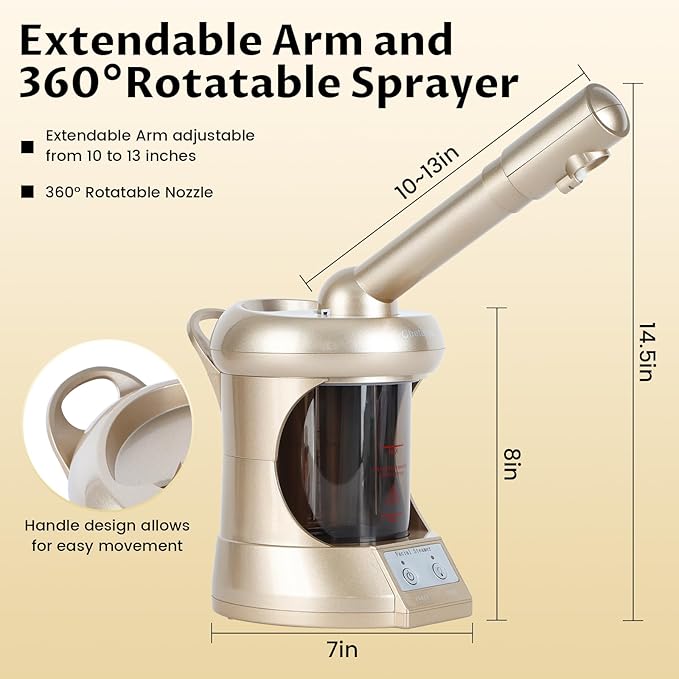 Professional Facial Steamer,Portable Type, high Water Mist Density, Face Steamer for Facial Deep Cleaning, Steamer for Facial for Personal Care or Spa, Moisturizing and Hydrating.