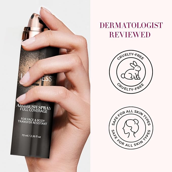 LUMINESS Spray Airbrush Foundation Makeup, Light Tan Shade 090 - Lightweight, Full Coverage Foundation for Face, Neck, & Body - Concealer for Seamless Blending, Natural-Looking Finish, 2.36 fl oz