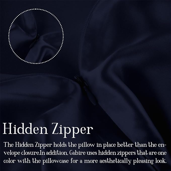 Mulberry Silk Pillowcase for Hair and Skin Prevent Acne Pillowcase Both Sides Real Silk Pillowcases Organic Silk Pillowcase with Hidden Zipper, Navy Blue, Standard (20"×26")