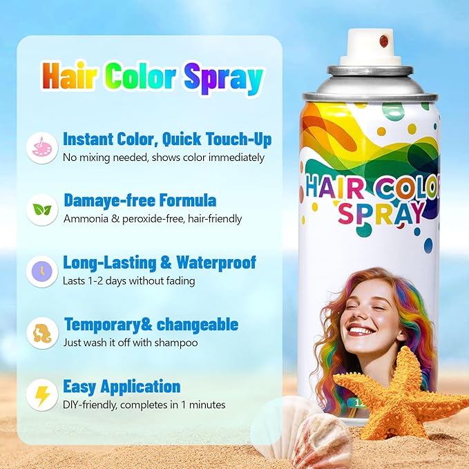 Washable Temporary Hair Color Spray Blue- Instant 1-Day Use Hair Color Wax Kit with FREE Applicator Gloves & Cap for Adults & Kids, Easy Wash Out for Halloween, Cosplay, Carnival, Sports (120 ML)