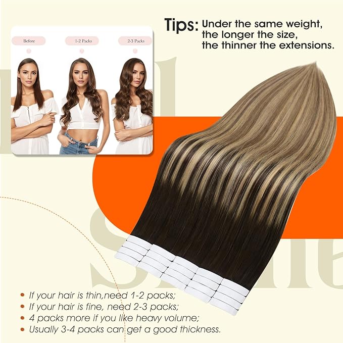 Full Shine Human Hair Tape in Extensions Color 2/8/27 Balayage Tape in Hair Extensions Real Human Hair 12 Inch Hair Extensions Human Hair 30Gram Double Sided Tapes Extensions 20Pcs for Wedding