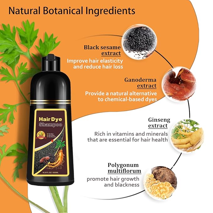 Hair Dye Shampoo Light Brown, 3 in 1 Long-Lasting Hair Color Shampoo with Herbal Ingredients, Instant Natural Color, Easy Application at home for Women Men 16.9 Fl Oz