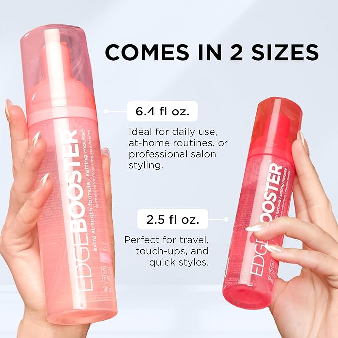 Style Factor EDGE BOOSTER Extra Strength Setting Mousse Travel Size – Frizz Control, Extra Volume, and Conditioning – 2.5oz Citrine Mousse for Curly Hair