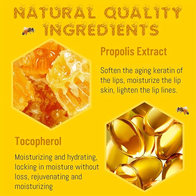 4PCS Lip Balm Honey Pot, Honey Pot Lip Balm for Dry Cracked Lips, Strawberry Lip Balm Scrubs Exfoliator & Moisturizer, Hydrating Lip Balm Honey Pot with Wand, Lip Sleeping Mask (D)