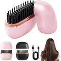 Mini Straightener, Rechargeable Portable Hair Straightener Brush, 3-Speed Temperature Control, Anti-Scald Shell, Lightweight & Portable Travel (Pink)