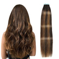 SUYYA Tape in Hair Extensions Human Hair Balayage Darkest Brown to Light Brown 16 Inch 40g/pack 20pcs Straight Seamless Skin Weft Tape in Real Human Hair Extensions(16inch #P2/8/T2)