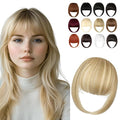 Clip in Bangs, Synthetic French Bangs Hair Clip, Fake Bangs Fringe with Temples Hairpieces for Women Natural Curved Hair Extensions for Daily Wear Light Blonde Mix Bleach Blonde