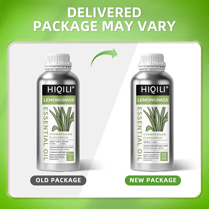 HIQILI 32 Fl Oz Lemongrass Essential Oil, 100% Pure Natural Undiluted Premium Oils