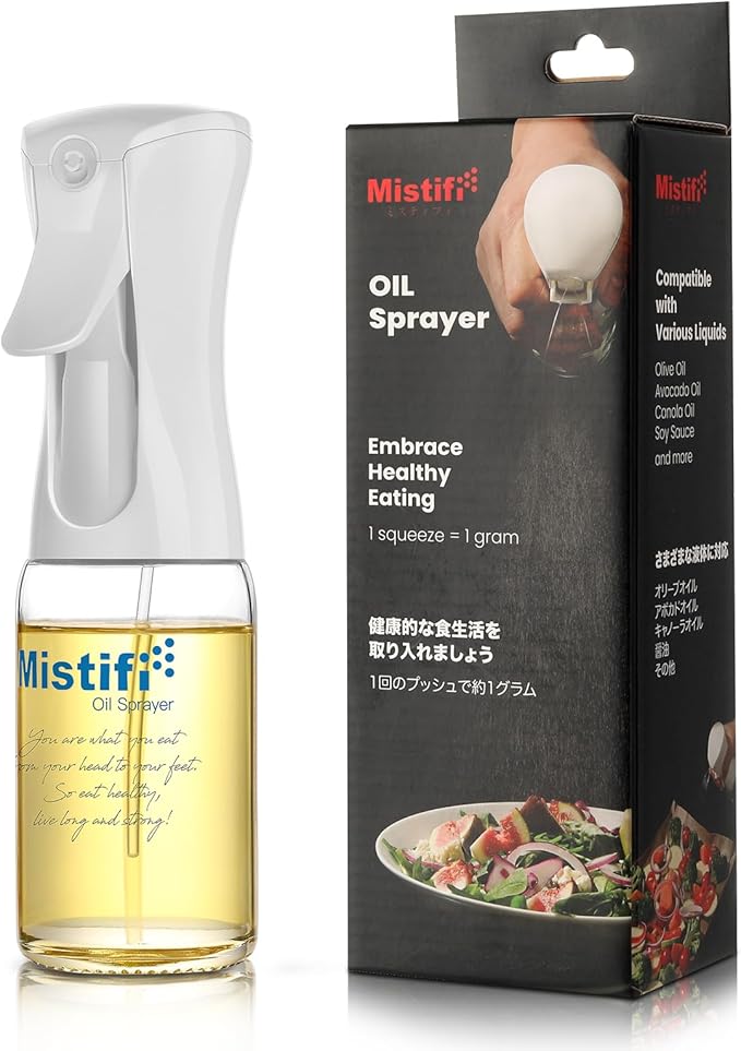 Mistifi Oil Sprayer 150ml glass bottle. Upgraded Version.Fine Mist Spray Bottle for Air Fryer, Olive Oil, Avocado Oil, Healthy Nonstick Frying, Commercial & Home Kitchen Use (PS630)