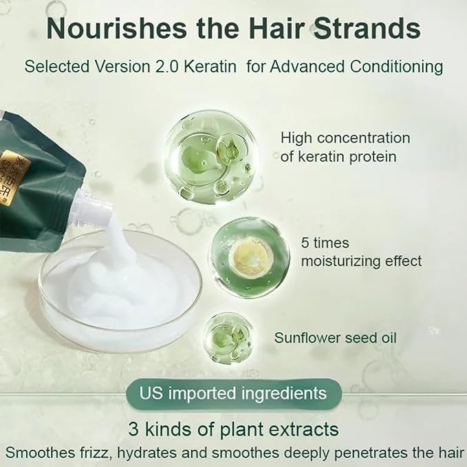 Polypeptide Keratin Hair Mask for Damaged Hair - Keratin Hair Treatment, Deep Conditioning Hair Mask for Dry Damaged Hair and Growth, Hydrating & Repairing, Mascarilla Para El Cabello (1 PC)