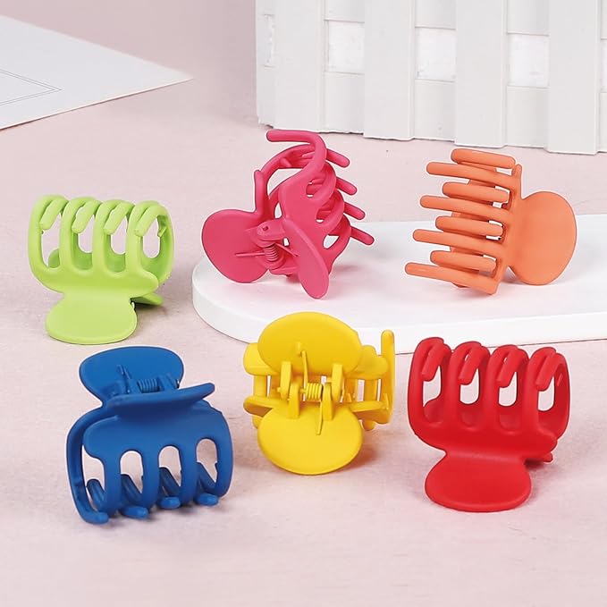 6 Pcs Hair Clips Small Claw Clips for Thin Hair Medium Matte Non-slip Hair Accessories for Women and Girls (Dopamine)