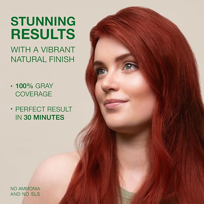 Naturigin Permanent Red Hair Dye - 7.55 Intense Red, Ammonia Free, 100% Gray Coverage, Nourishing Natural Formula, For All Hair Types, Long-Lasting, Vegan & Cruelty-Free, 1 Pack