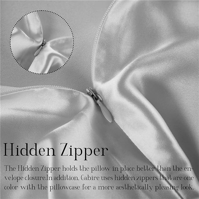 Mulberry Silk Pillowcase for Hair and Skin Prevent Acne Pillowcase Both Sides Real Silk Pillowcases Organic Silk Pillow case with Hidden Zipper, Silver Grey, Standard (20"×26")