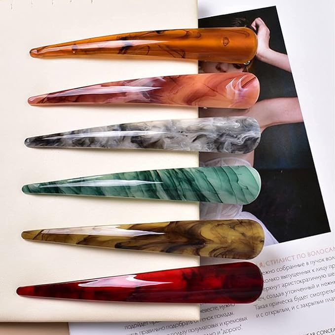 Large Metal Duckbill Hair Clips for Women - 6 Pieces, 5.5 Inch Long Non-Slip French Twist Clips, Chic Alligator Styling Clips for Thick Long Hair