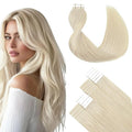SURNEL Tape in Hair Extensions Human Hair Color #60 Platinum Blonde Remy Tape in Hair Extensions 20 inch 20pcs 50g(#60-20)