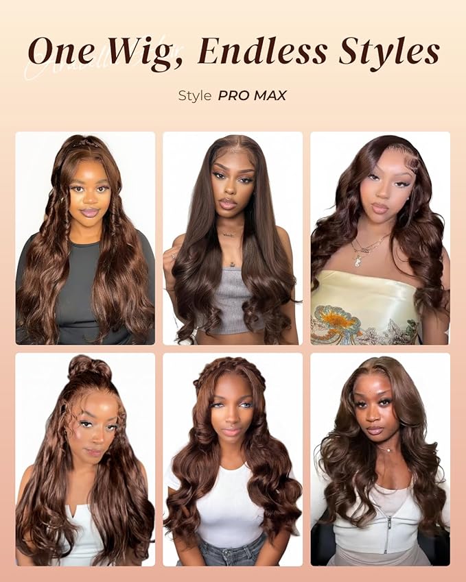 Arabella 13x6 Lace Front Wig Human Hair HD Transparent Chocolate Brown Body Wave Lace Front Wigs Human Hair Pre Plucked Glueless Frontal Wig 22 Inch