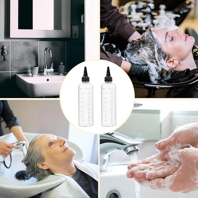 1 Pc Transparent Refillable Bottle for Hair Oil, Hair Oil Container for Scalp,Applicator Squirt Bottles for Liquids,16.9oz 500ml Plastic Squeeze Bottles With Clear Graduated Scale and Twist Top Cap