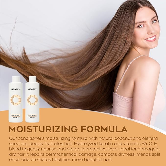 Hydrating Conditioner for Dry, Damaged Hair - 8.4oz | Moisture Repair Treatment with Hydrolyzed Keratin & Coconut Oil for Smooth, Shiny, Manageable Hair