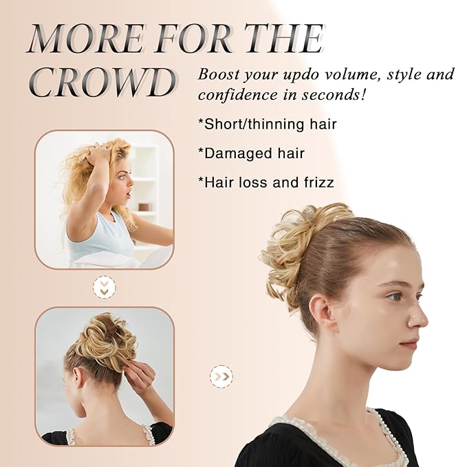 Large Messy Bun Hair Piece Curly Synthetic Extensions Scrunchies Fake Chignon Updo Hairpieces for Women Off Black