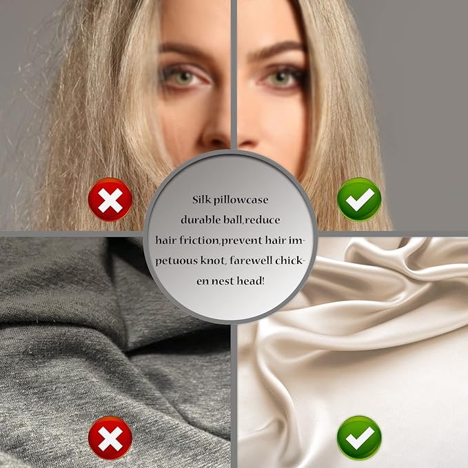 Natural Mulberry Silk Pillowcase for Hair and Skin Queen Size 20"X30" Silk Pillow Case with Hidden Zipper Soft Breathable Smooth Cooling Silk Pillow Covers for Sleeping(Champagne,Queen,1Pcs)