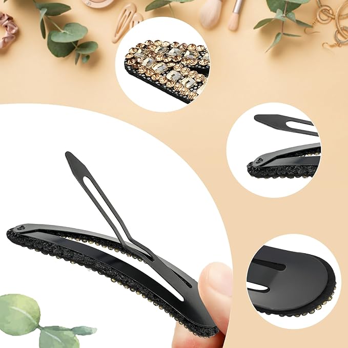 2PCS Rhinestone Hair Clips,Snap Hair Accessories,Decorative Hair Clips,Rhinestone Barrettes For Women Girls(SET15)