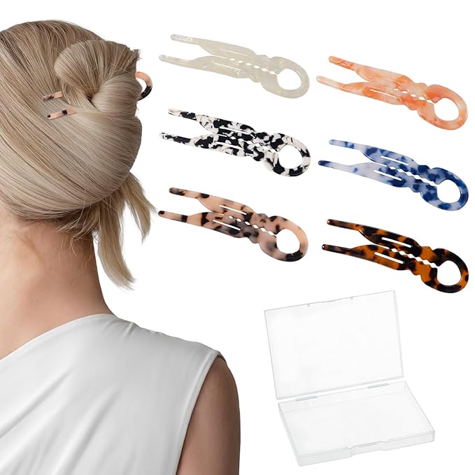 Sunolga 6pcs Prestige French Hair Pins for Women, 4.38" Large, Serrated Anti-Slip Design, Curved Shape for Better Head Fit, Coquette Elegant Hair Accessories for Updos, Chignon, Bun Hairstyles