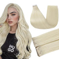 Full Shine Long Injection Tape in Hair Extensions Human Hair Color 60 Blonde Insert Tape Extensions 22Inch Injected 50Gram Machine Remy Seamless Invisible 20Pcs for Party Add Length