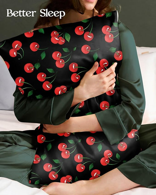 2 Pack Mulberry Silk Pillowcase for Hair and Skin - Standard Size 20 x 26 Inches with Hidden Zipper Shiny Cherry 19 Momme Soft Sleeping Silk Pillow Case for Women, Moms