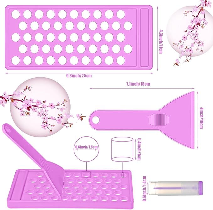 2 Sets Lip Balm Tray and Spatula Set Portable lipstick Holder Lip Balm Containers Lip Gloss Making Kit (Purple)